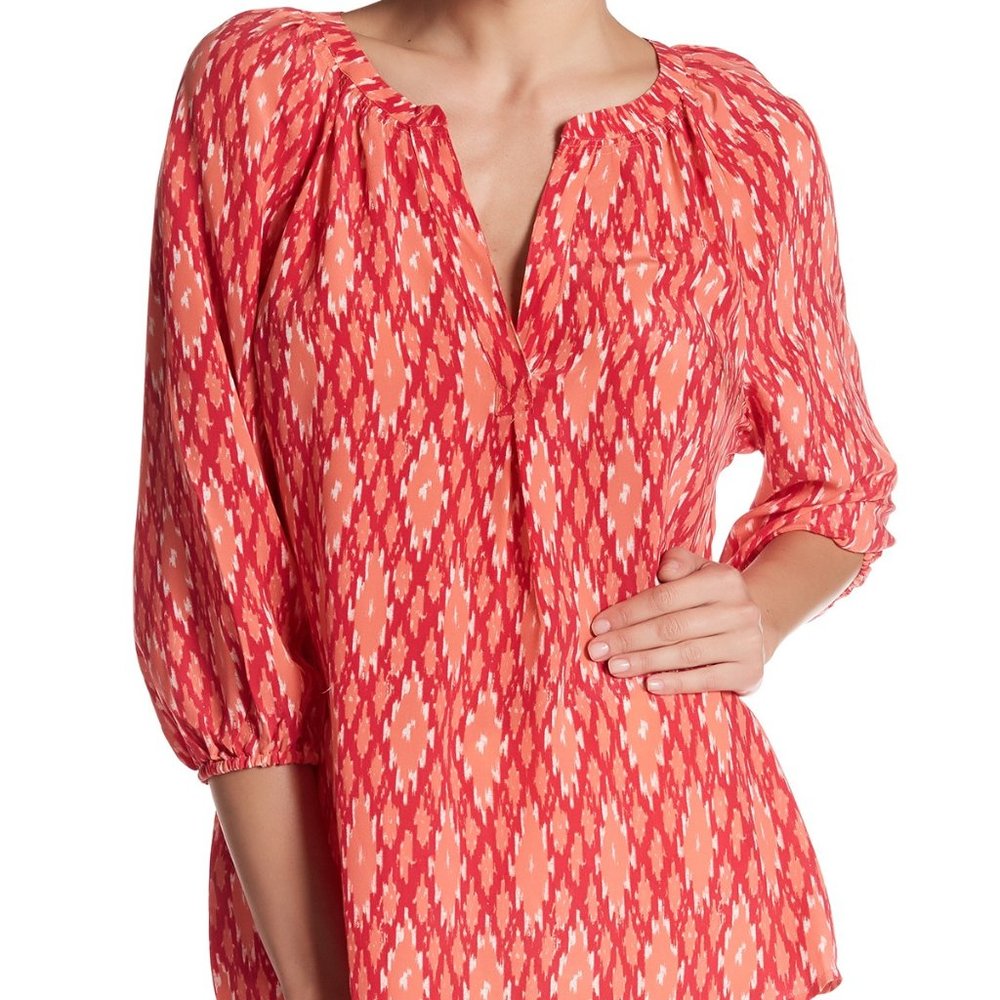 Joie New Blouse Top SILK Women's S Ikat Print 3/4 Sleeve $248
